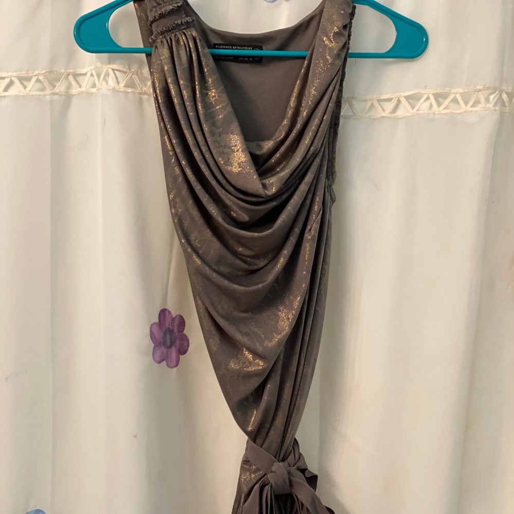 All saints green gold Layla dress